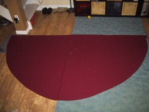 half circle of fabric on the floor