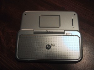 A view of the back of the Motorola Backflip showing the "Back-Track" touchpad.