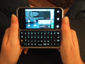 Motorola Backflip (folded open, ready to use keyboard)