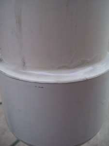 PVC pipe and cap, with join double sealed with epoxy