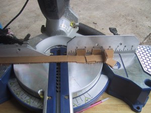 compound miter saw used to cut 1" squares.