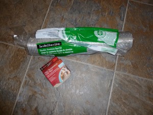 3" by 8' flexible alunimum ducting, and silver plumbers alunimum duct tape