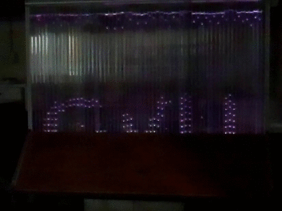 Air bubbles under computer control in 60 tubes with RGB LEDs